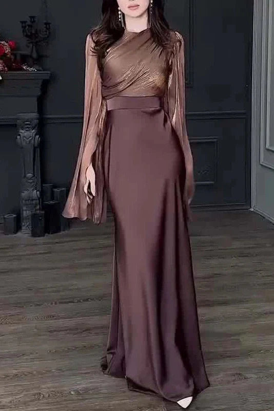 Elegant Slim Long Sleeve High Waisted Maxi Dress