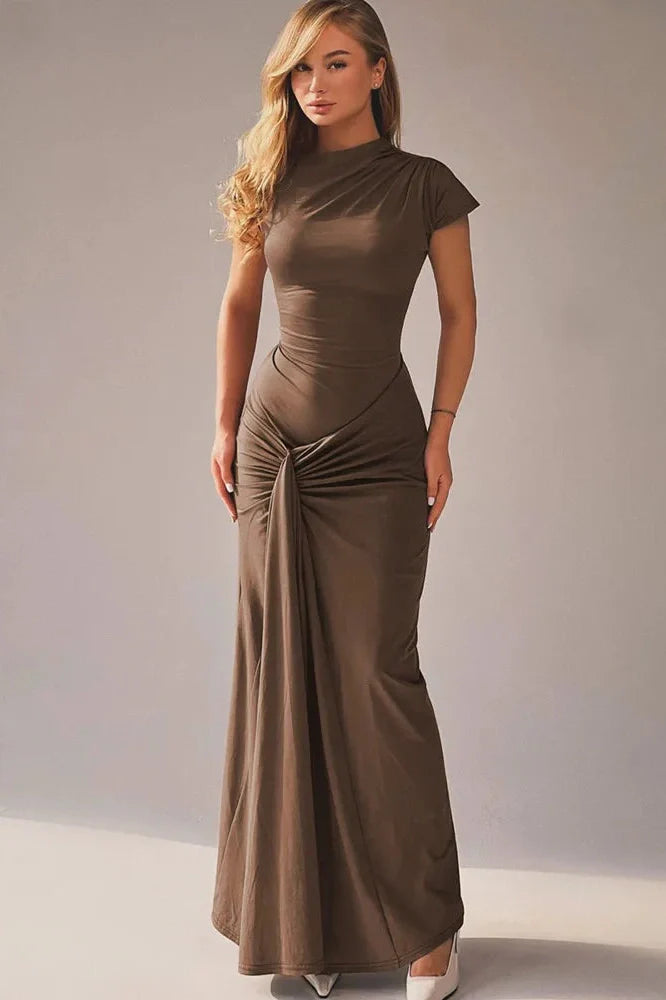 O-Neck Sleeveless Bodycon Lace-up Maxi Dress
