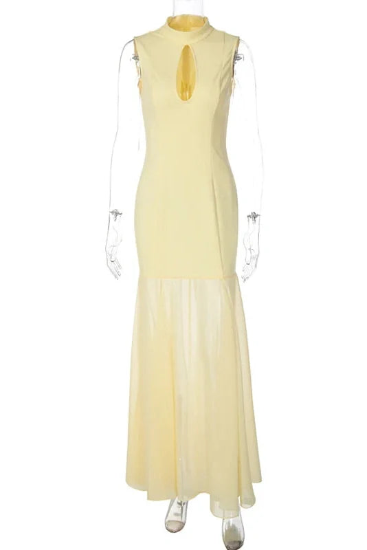 Elegant Sleeveless Patchwork Maxi Dress