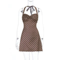 Polka Dot Backless Lace-Up Mini Dress