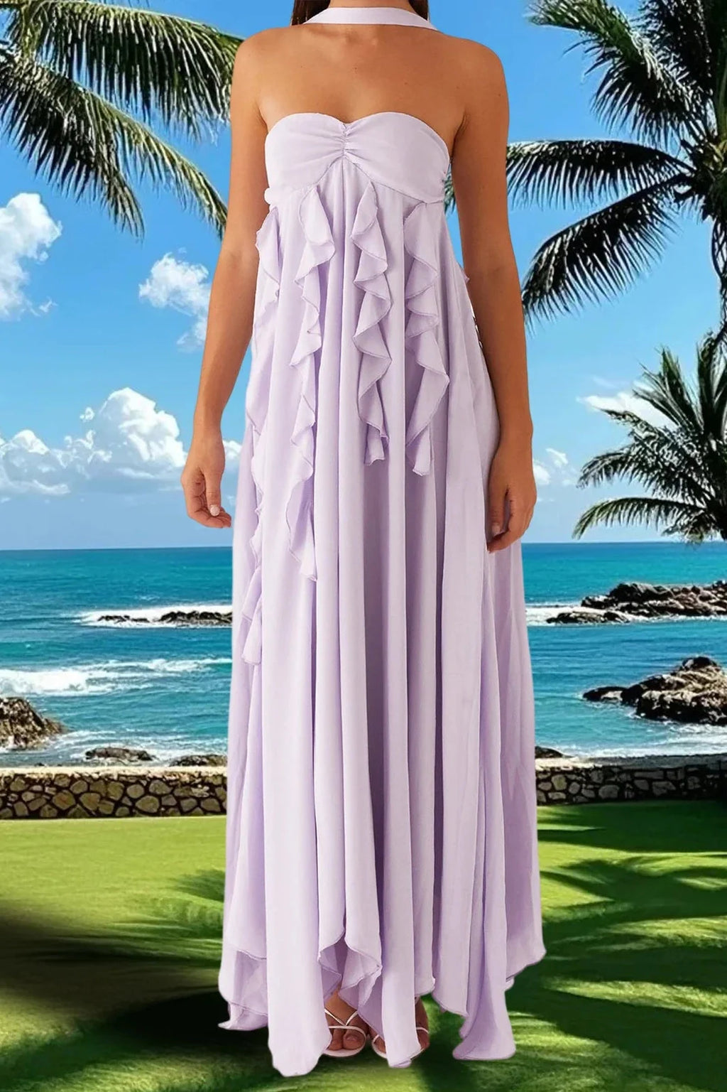 Elegant Sleeveless Backless A-Line Maxi Dress