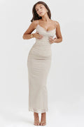 Elegant Spaghetti Strap Sleeveless Backless Maxi Dress