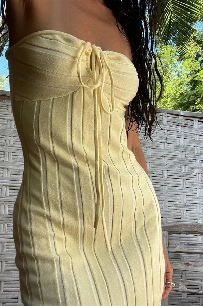 Strapless Off-Shoulder Knitted Bodycon Mini Dress