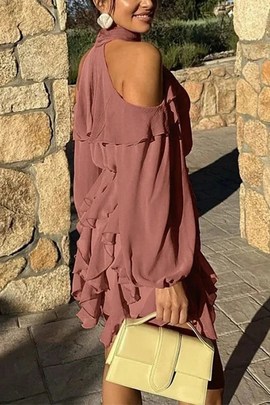 Long Sleeve Off-Shoulder High Waist Mini Dress