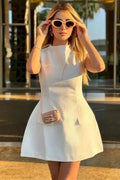 Patchwork Long Sleeve High Waist Mini Dress