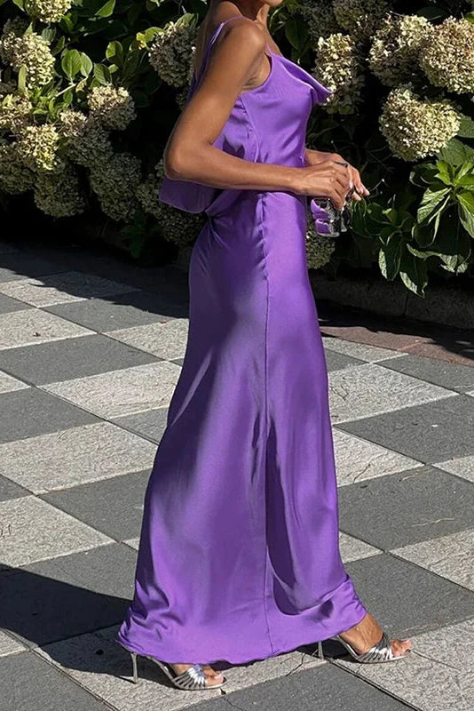 Hollow Out High Waist V-Neck Backless Slim Maxi Dress