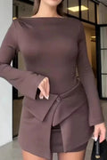 Slim O-Neck Bodycon Long Sleeve Mini Dress