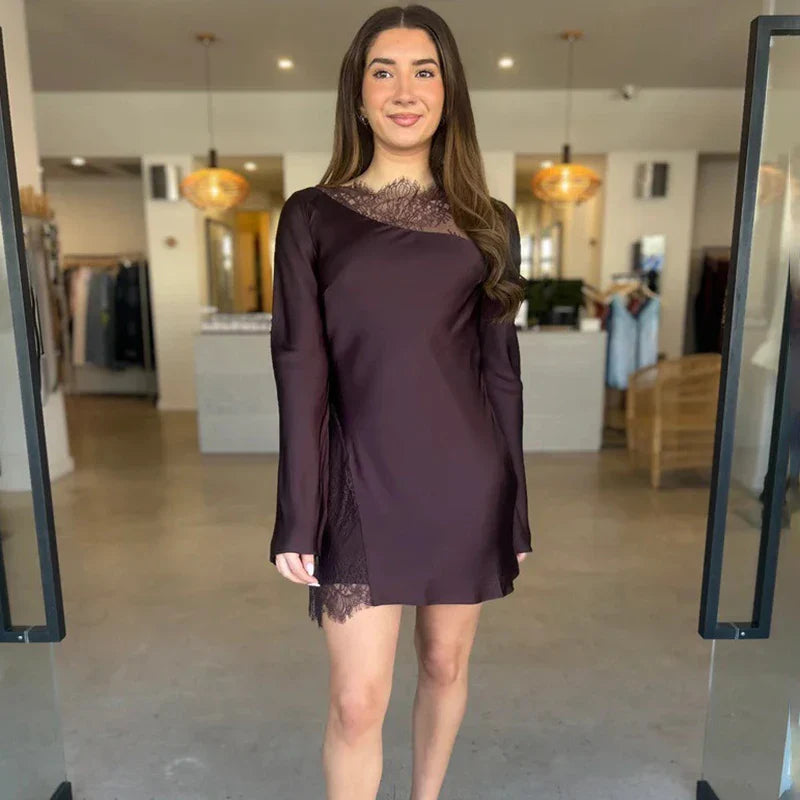 Lace Long Sleeve Bodycon Mini Dress