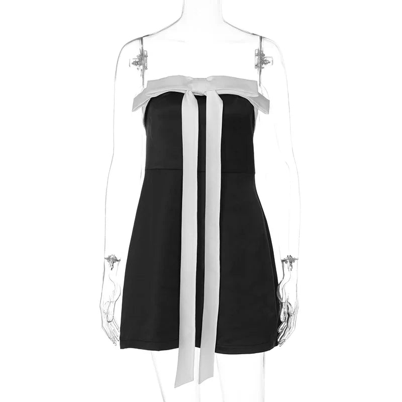 Strapless Lace Up High Waist Slim Mini Dress