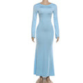 Elegant Backless Ribbon Patchwork Maxi Dress