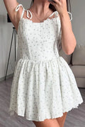 Elegant Floral Print Pleated Straps Sleeveless Slim Mini Dress
