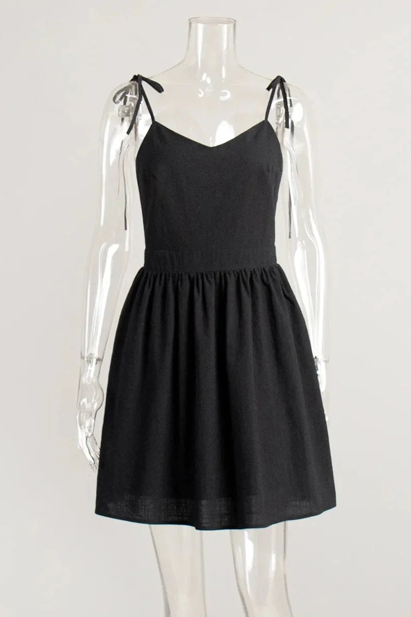 Elegant Backless V Neck Midi Dress