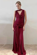 Elegant Backless Slim V-Neck Irregular Maxi Dress