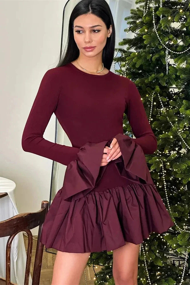 Patchwork High Waist Slim Bodycon Mini Dress