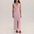 Elegant V-Neck Sleeveless Patchwork Maxi Dress