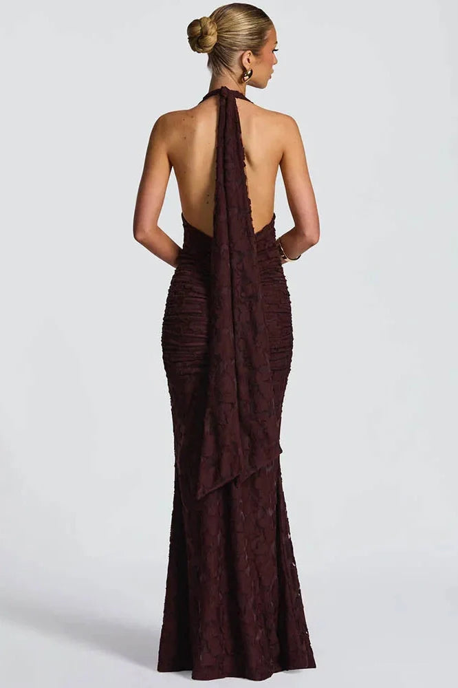 Deep V Neck Sleeveless Backless Maxi Dress