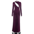 Hollow Out Slim Long Sleeves Maxi Dress