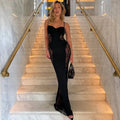 Lace Spaghetti Strap Slim Sleeveless Maxi Dress