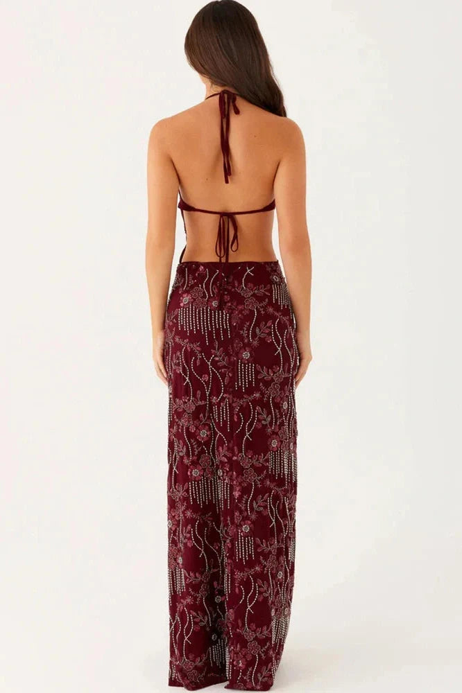 Hollow Out Backless Sleeveless Bodycon Maxi Dress