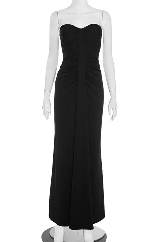 Off-Shoulder Strapless Sleeveless Backless Bodycon Maxi Dress