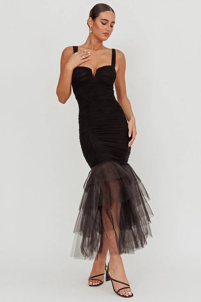 Backless Spaghetti Strap Sleeveless Bodycon Maxi Dress