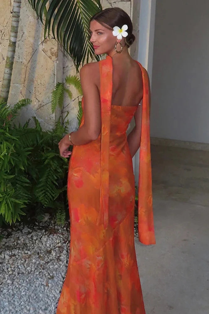 Strapless Printed Bodycon High Waist Sleeveless Maxi Dress