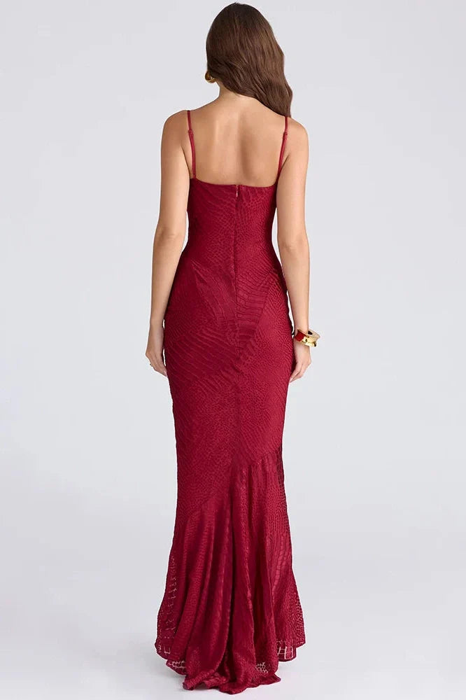Spaghetti Strap Backless Zipper Sleeveless Maxi Dress