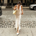 V Neck Sleeveless Lace Up High Waist Maxi Dress