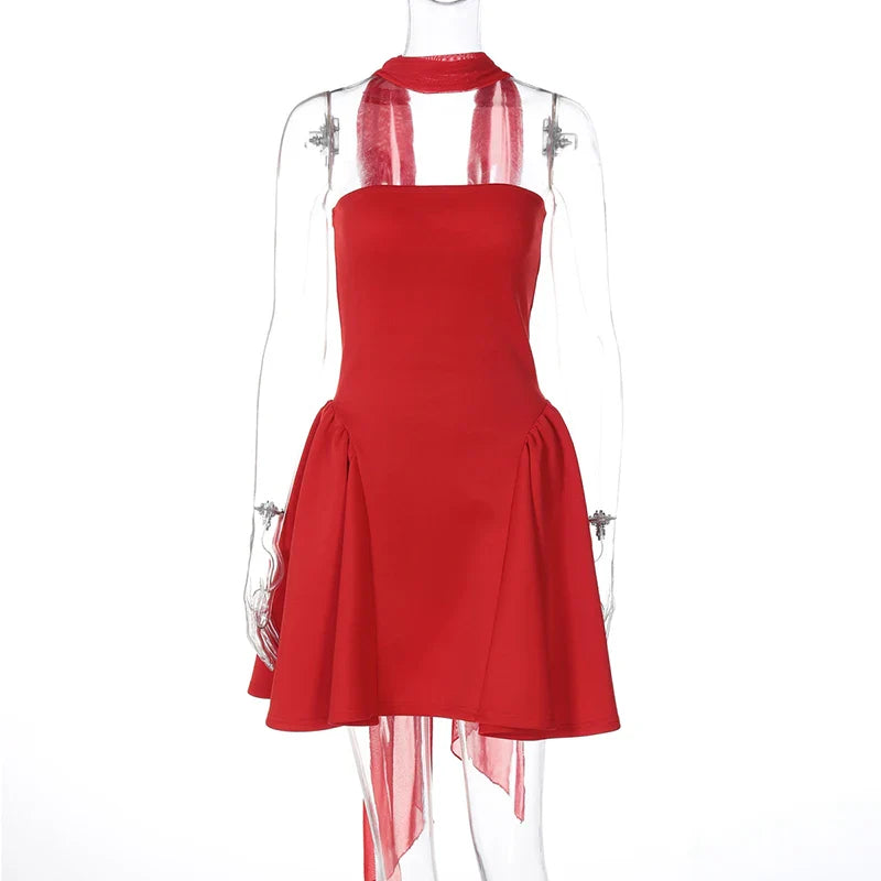Strapless Backless Zipper High Waist Mini Dress
