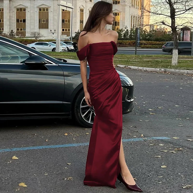 Off Shoulder Lace Up Slim Sleeveless Maxi Dress