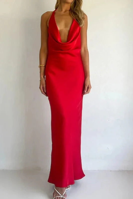 Hollow Out Backless High Waist Slim Maxi Dress