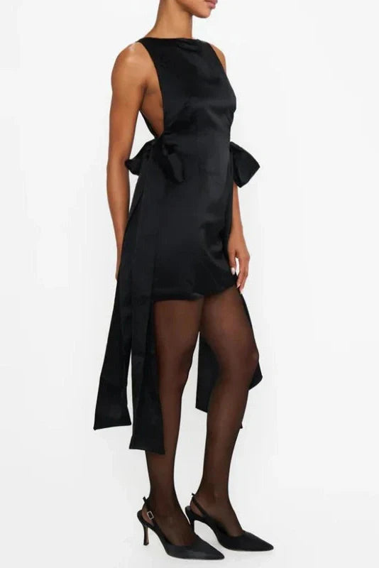 O-Neck Pleated High Waist Sleeveless Slim Mini Dress