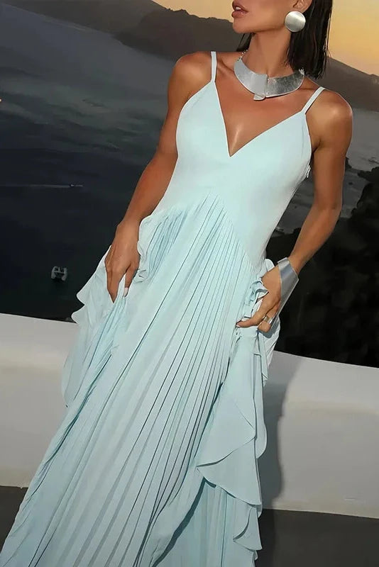 Elegant V-Neck Sleeveless High Waist Maxi Dress
