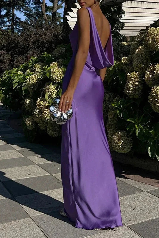 Hollow Out High Waist V-Neck Backless Slim Maxi Dress