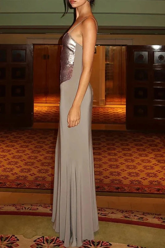 Elegant Hollow Out Fit Sleeveless Spaghetti Strap Maxi Dress