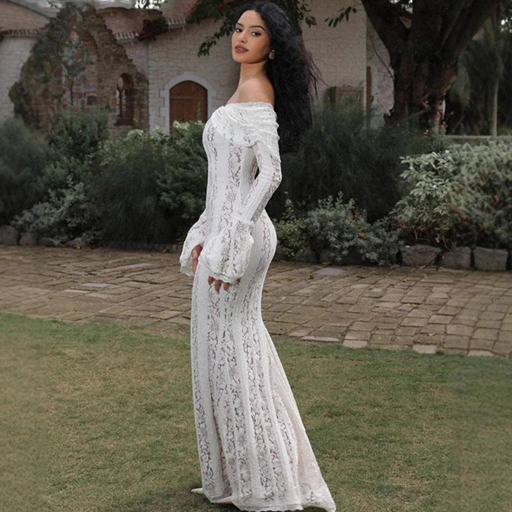 Hollow Out Long Sleeve Bodycon Maxi Dress
