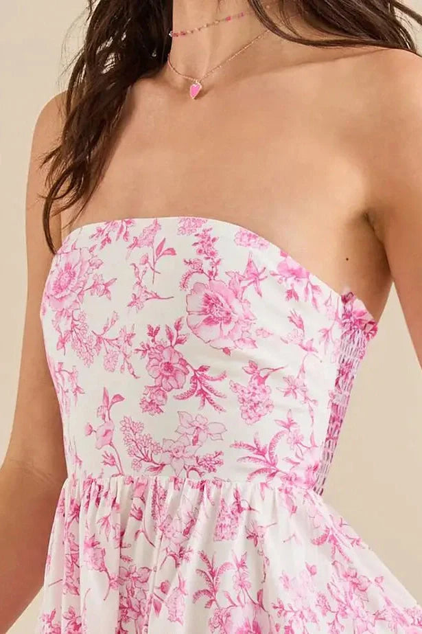 Floral Print Strapless Mini Dress