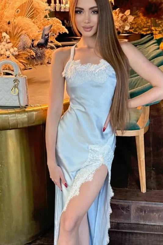 Elegant Slit Backless Loose Lace-Up Sleeveless Maxi Dress