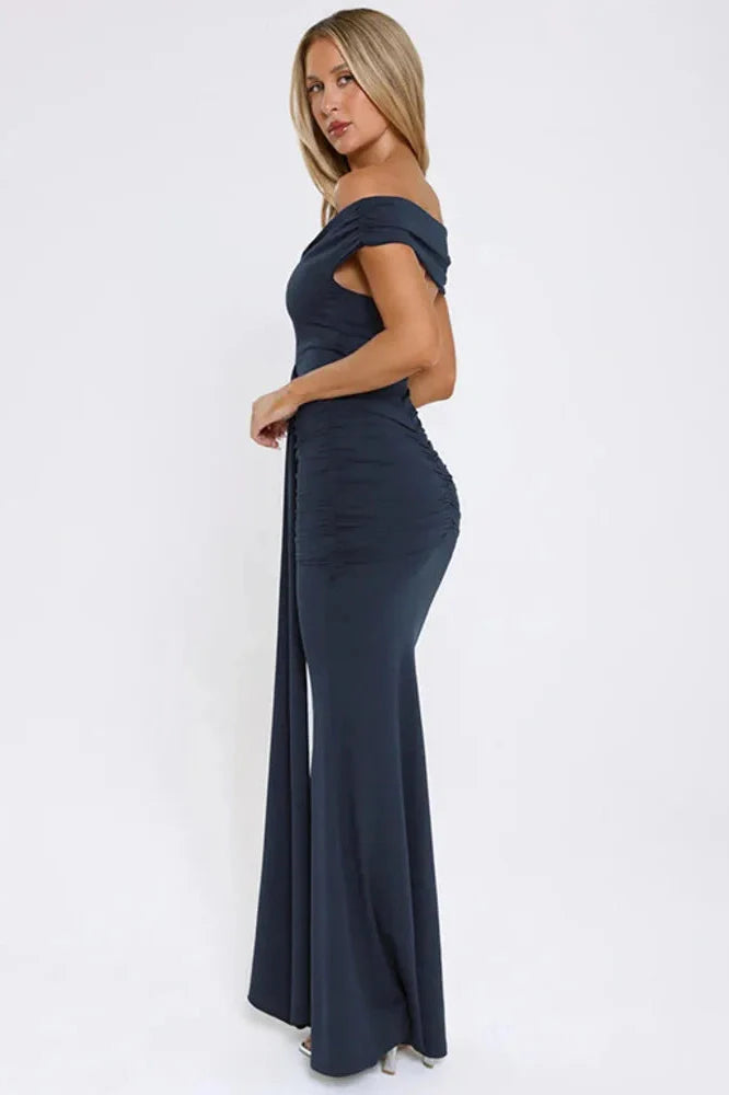 Off-Shoulder Strapless Deep V Neck Sleeveless Bodycon Maxi Dress