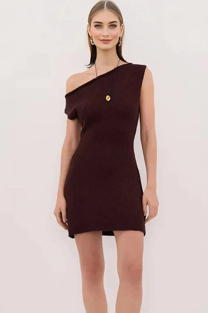 One-Shoulder High Waist Sleeveless Mini Dress