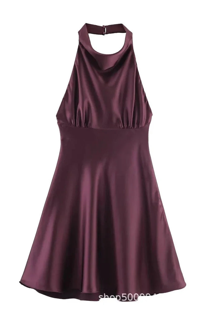 Backless Patchwork High Waist Mini Dress