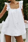 Sleeveless Square Neck Pleated Mini Dress
