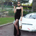 Elegant Lace See-Through Mesh Scarf Maxi Dress