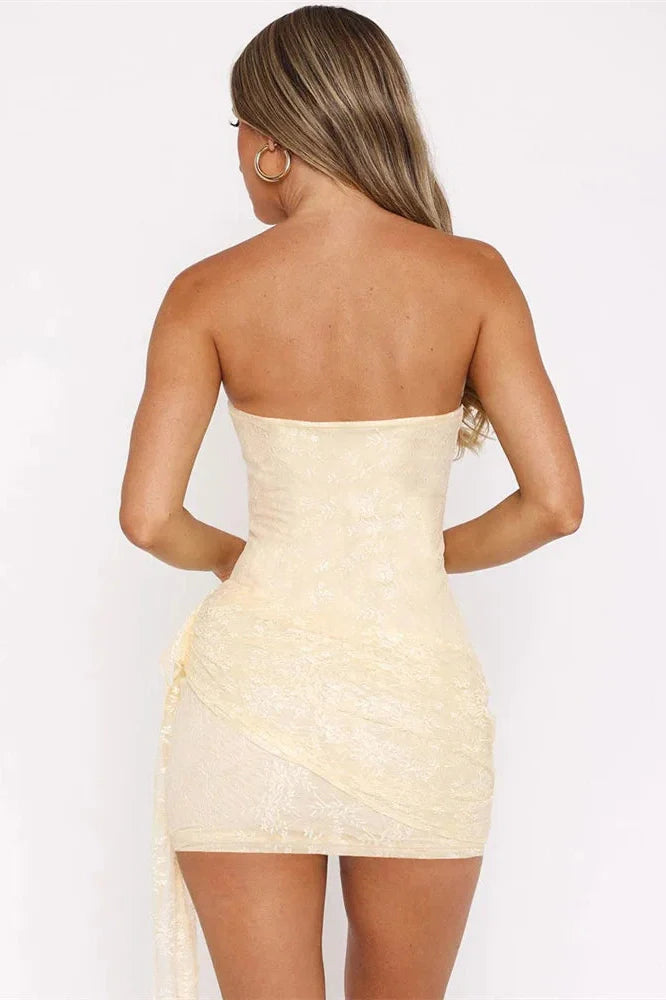 Hollow Out Lace Slim Backless Patchwork Mini Dress