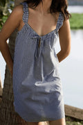 Sleeveless Tie-Up Plaid Loose Mini Dress