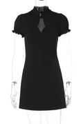 Hollow Out Short Sleeve High Waist Bodycon Mini Dress
