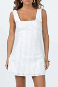 Square Neck Slim Fit Lace A-Line Sleeveless Mini Dress