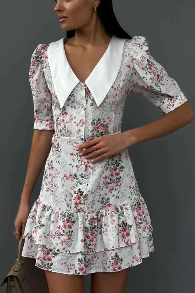 Short Sleeve Turn-down Collar Mini Dress
