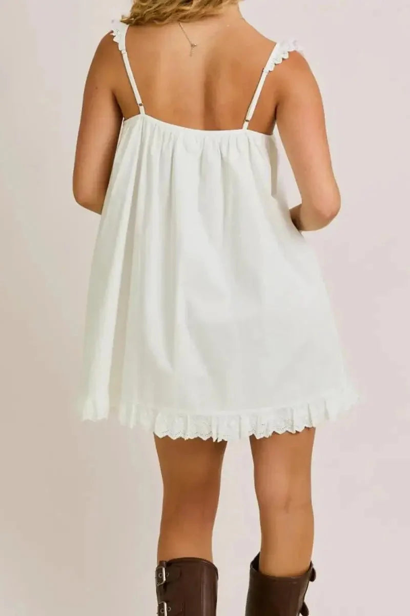 Backless Lace-Up Loose Pleated Sleeveless Mini Dress