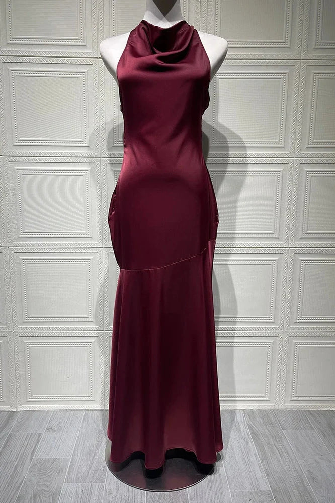 Elegant Sleeveless Backless Pleated Maxi Dress